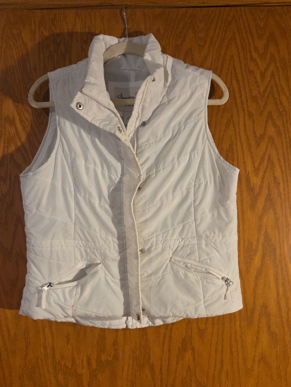 American Rag White Quilted Puffer Vest Size Large